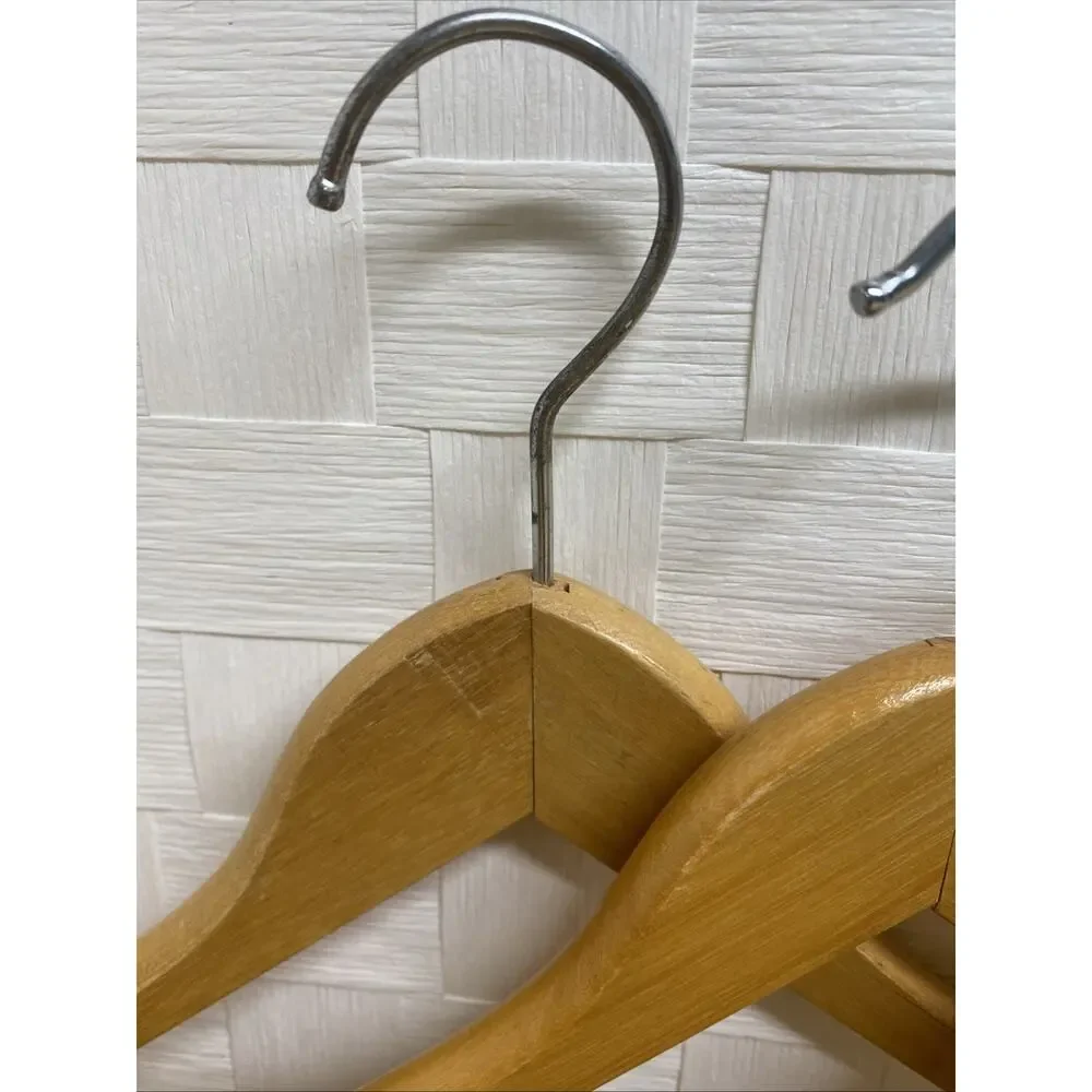Quality Wooden Hangers - Slightly Curved Hanger Set - Solid Wood 5 Natural